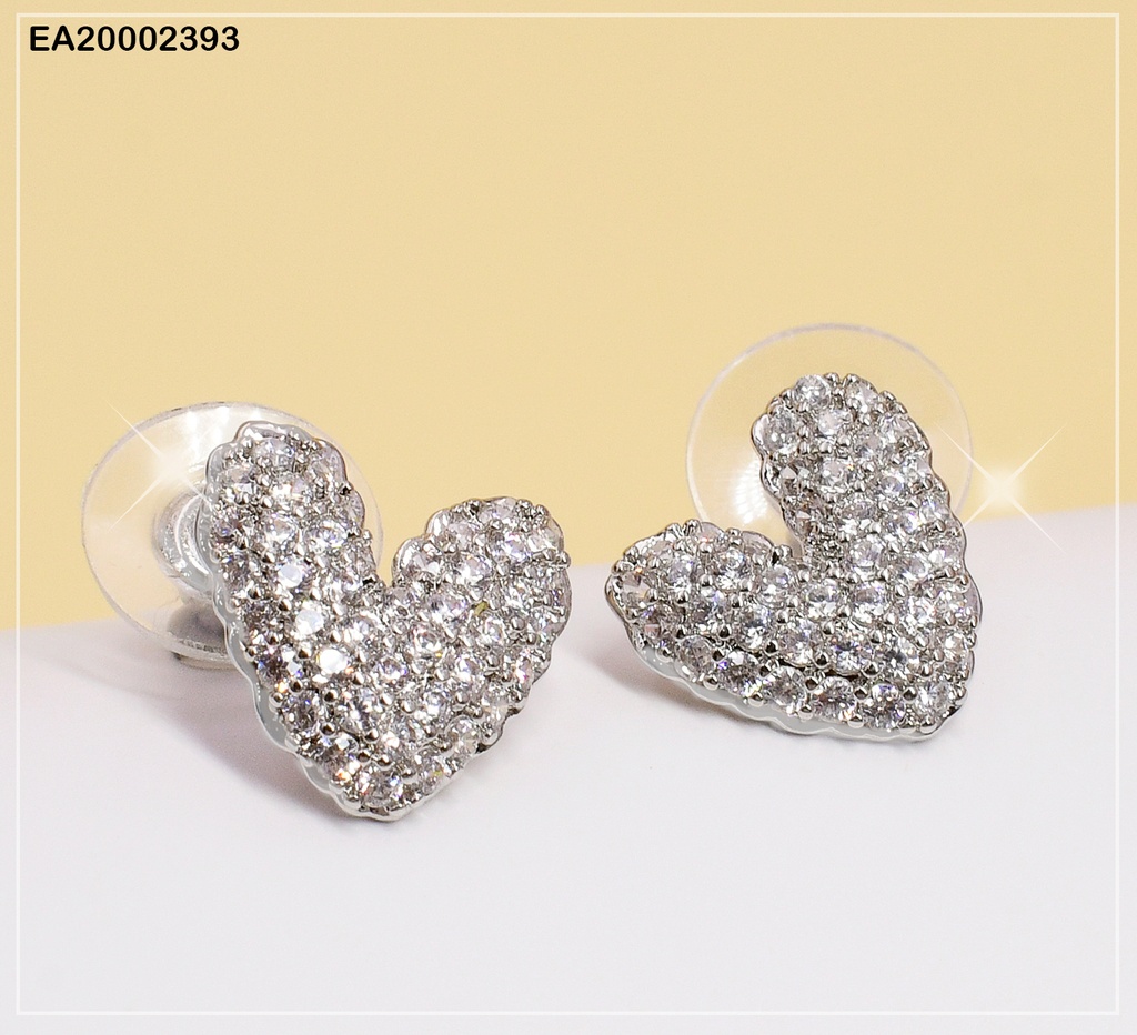 ARETES PLATEADO CORAZON ZIRC. # EE464-6