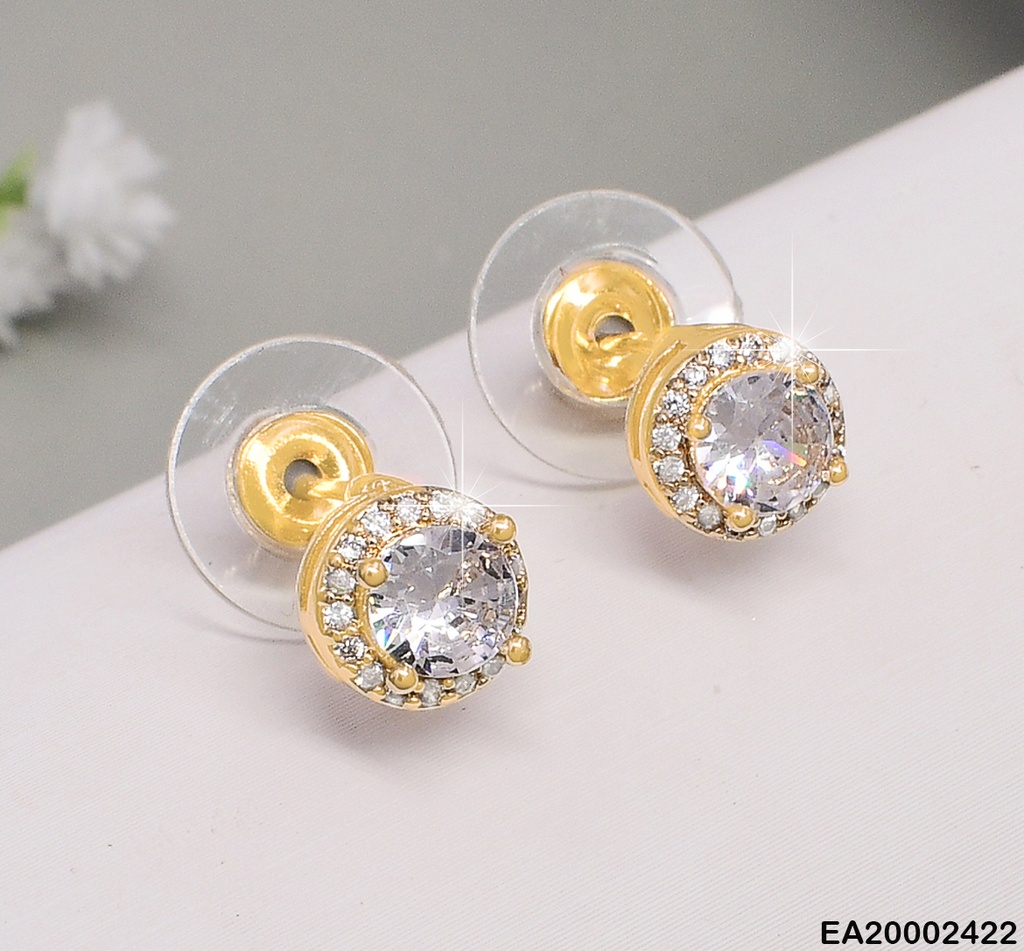 ARETES RD. ZIRCONIAS/BORDE DORADOS EE493-6