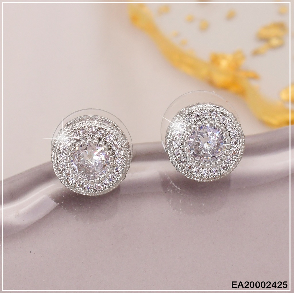 ARETES PLAT. RD. ZIRC.C/ZIRC. PEQ. BORDES # EE496-6