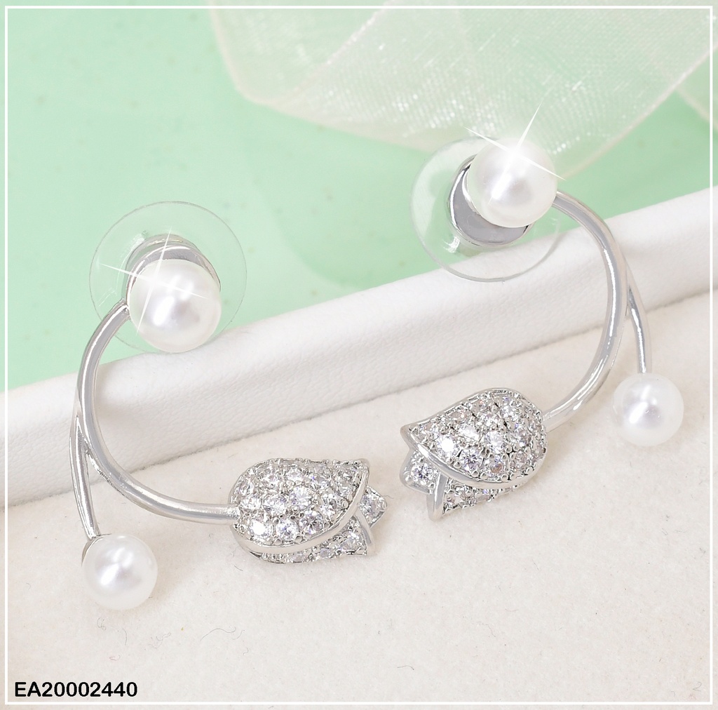 ARETES PLAT. RAMITA C/ROSA ZIRC-2 PERLAS EE520-6