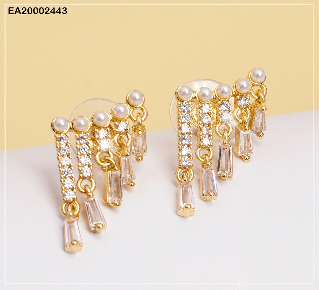 ARETES 5 LINEAS ZIRC. PERLITAS/ZIRC.COLGANTE # EE523-6