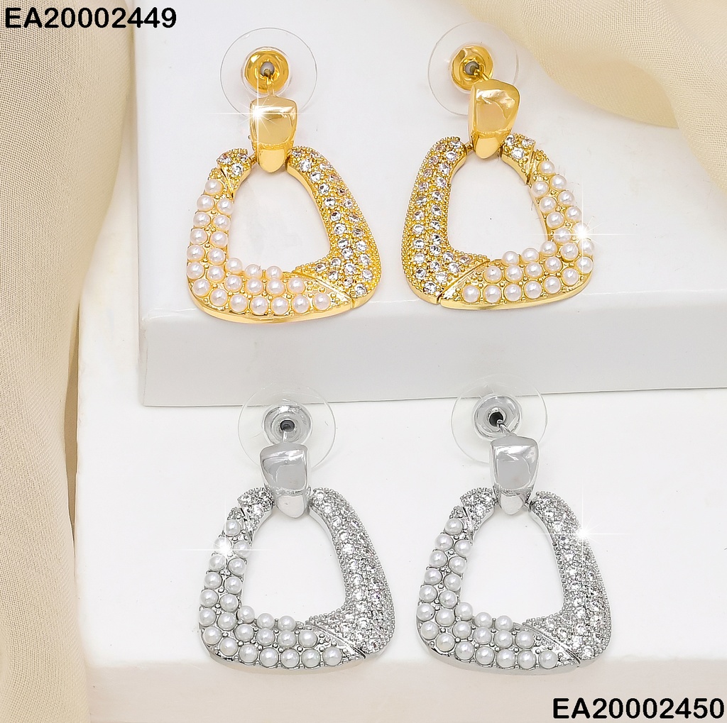 ARETES PLATD. TRIANGULO PERLAS ZIRC. # EE530-6