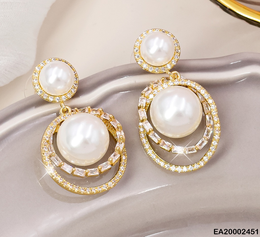 ARETES ZIRC. PERLAS COLGANTE # EE531-6