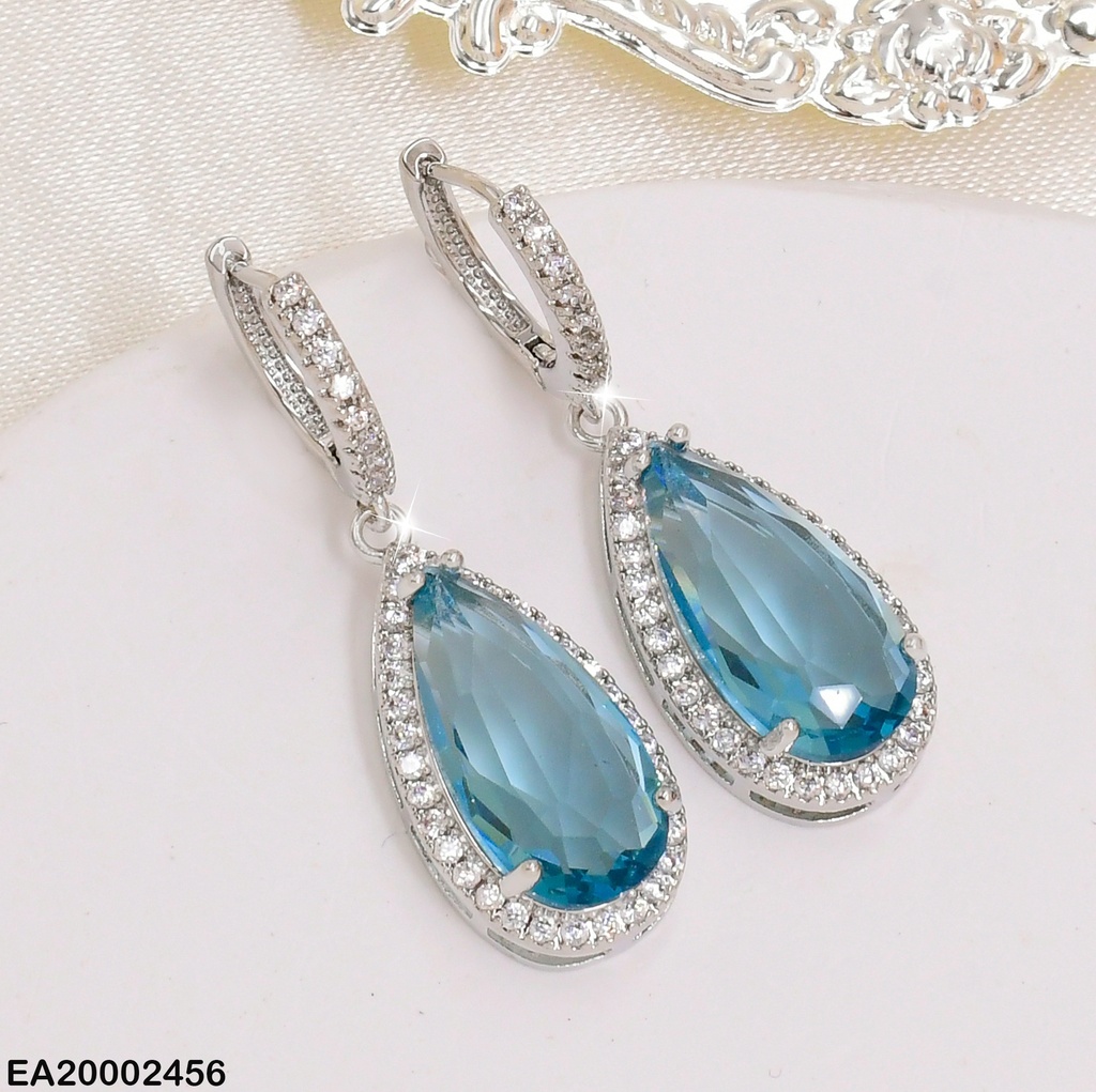 ARETES PLAT. GOTA ZIRC. CELESTE # EE536-6