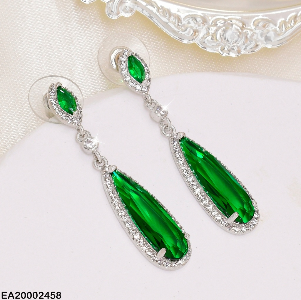 ARETES PLAT. GOTA ZIRCONIA VERDE # EE538-6