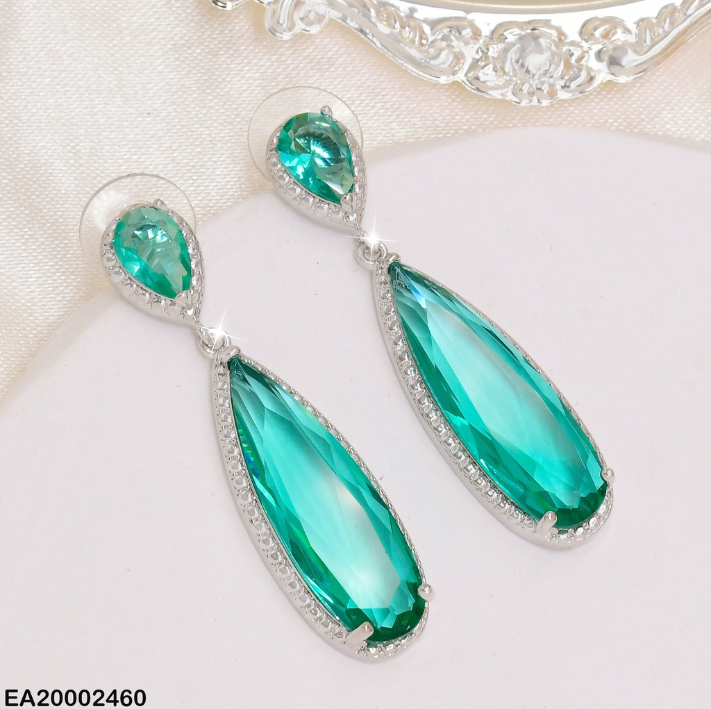 ARETES PLAT. GOTA ZIRCONIA VERDE # EE540-6