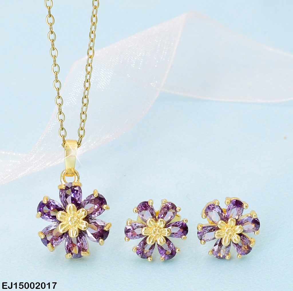 JUEGO FLOR ZIRC. MORADA SE295-10