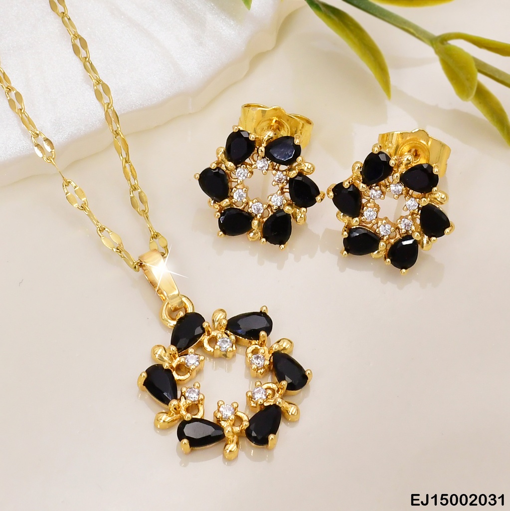 JUEGO CIRCULO ZIRC. PETALOS NEGRO/ZIRC.PQ. SE310-10