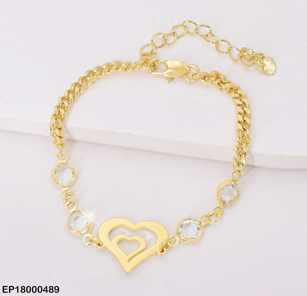 PULSERA CORAZON ZIRC. OVALO # BE105-9