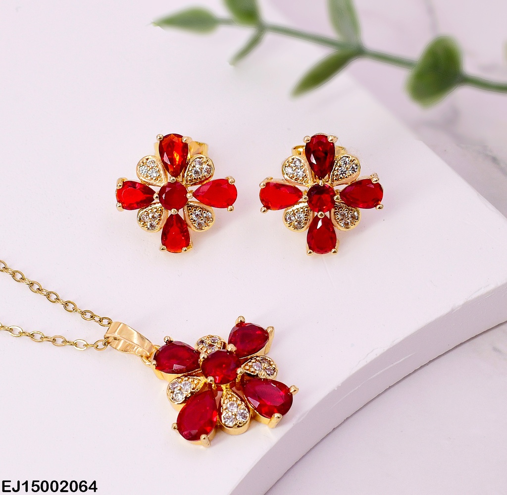 JUEGO FLOR ZIRCONIAS/ROJAS SE347-10