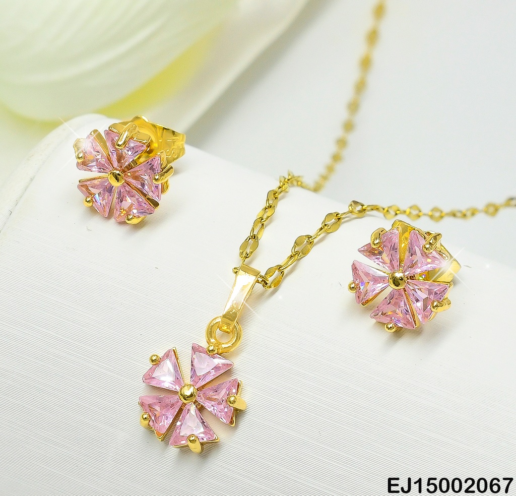 JUEGO FLOR ZIRC. ROSA SE353-10