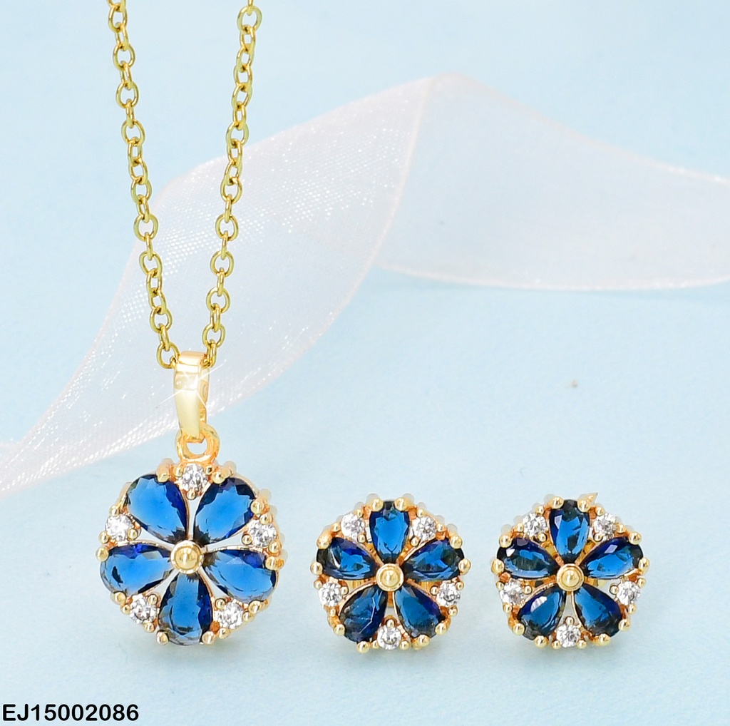 JUEGO FLOR ZIRC. AZUL SE397-14
