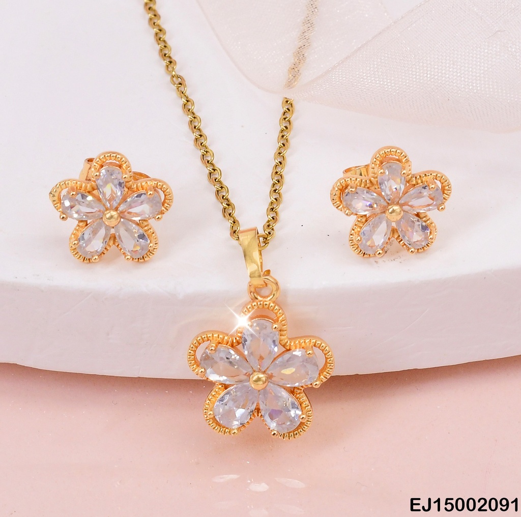JUEGO FLOR 5 PETALOS ZIRC.CENTRO PUNTO DOR. SE406-14