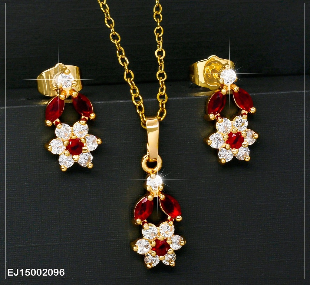 JUEGO FLOR HOJA ZIRC. ROJA SE419-14