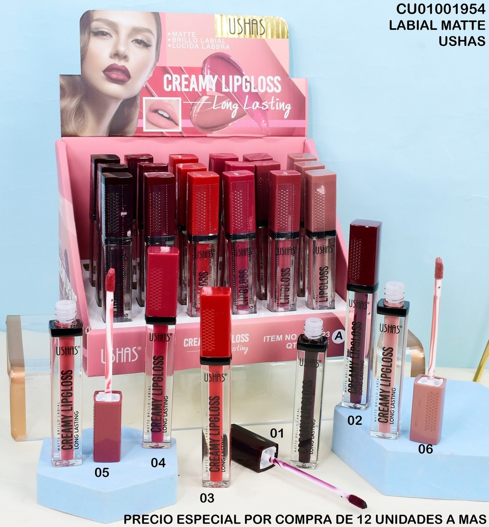 LIPGLOSS MATTE CREAMY USHAS SURTD. LG2523 A