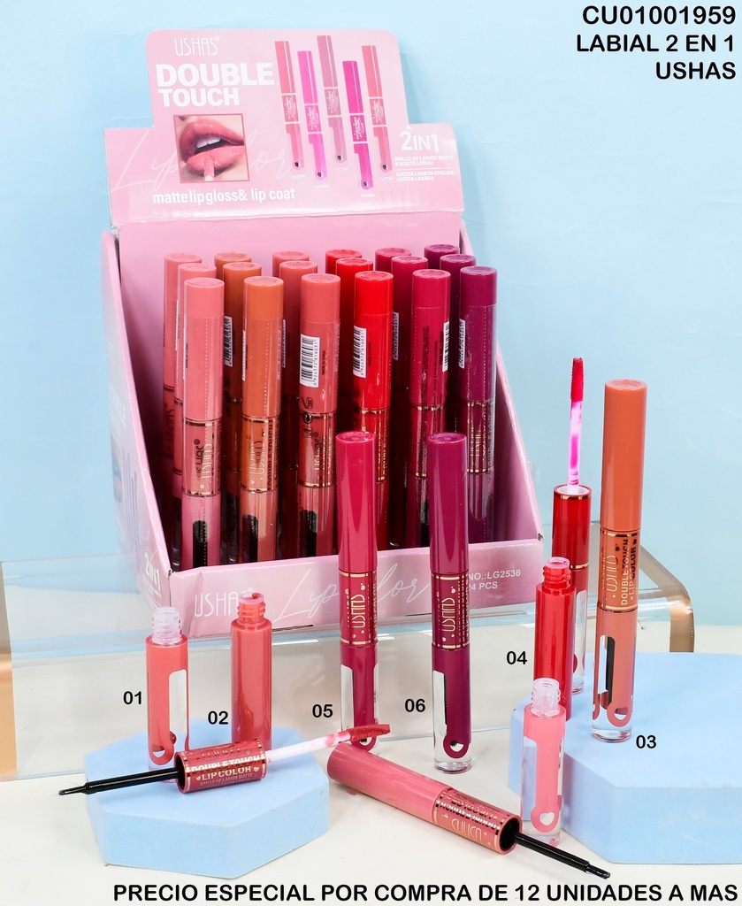 LABIAL 2 EN 1 MATTE SURTD. / ACEITE USHAS LG2536