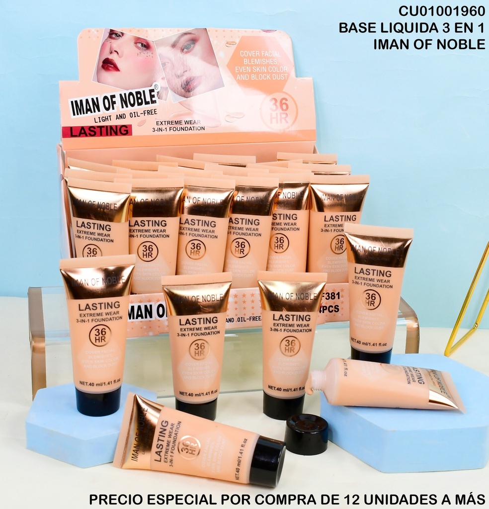BASE LIGERA/SIN ACEITE 36HR IMAN OF NOBLE 40ML F381
