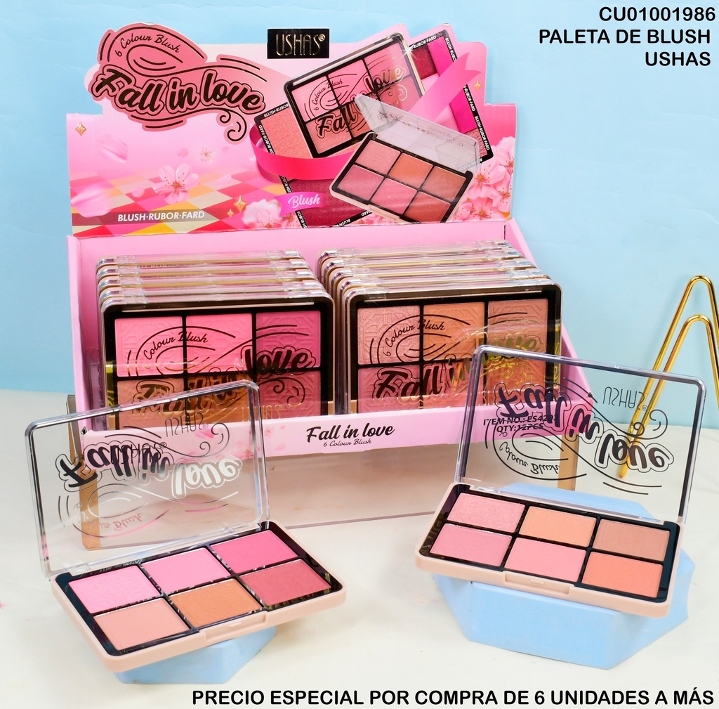PALETA BLUSH 6 TON.SURT. FALL IN LOVE USHAS ES4203