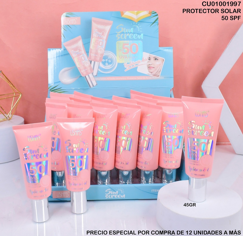 BLOUEADOR SOLAR ACIDO HIALURONICO 50+ USHAS HA348