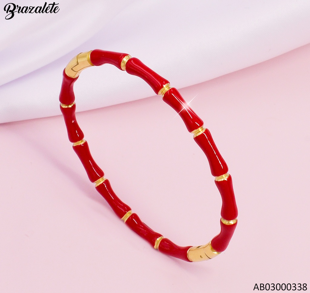 BRAZALETE ROJO/DOR FORMA BAMBOO 080708-W25