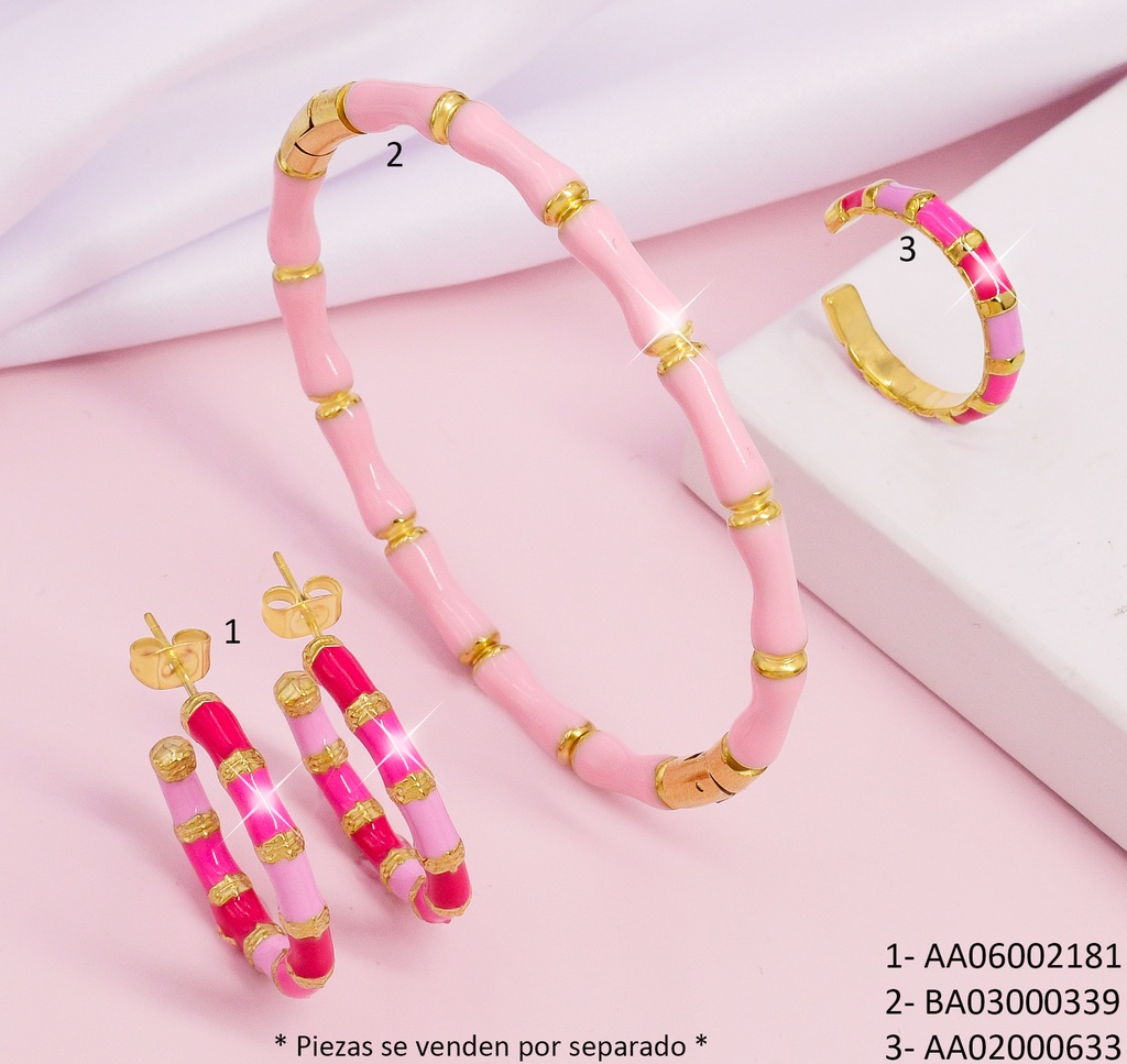 ARETES "C"BAMBOO FUCSIA-ROSA C/DOR.080719-W25