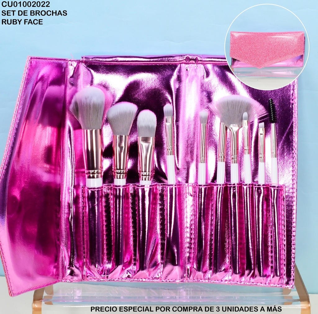 SET DE BROCHAS 10PCS ESTILO BILLETERA RUBYFACE XF10