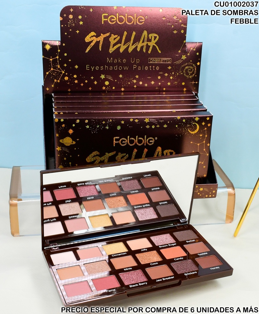 PALETA 18 TONOS DE SOMBRA STELLAR FEBBLE ES3628-2