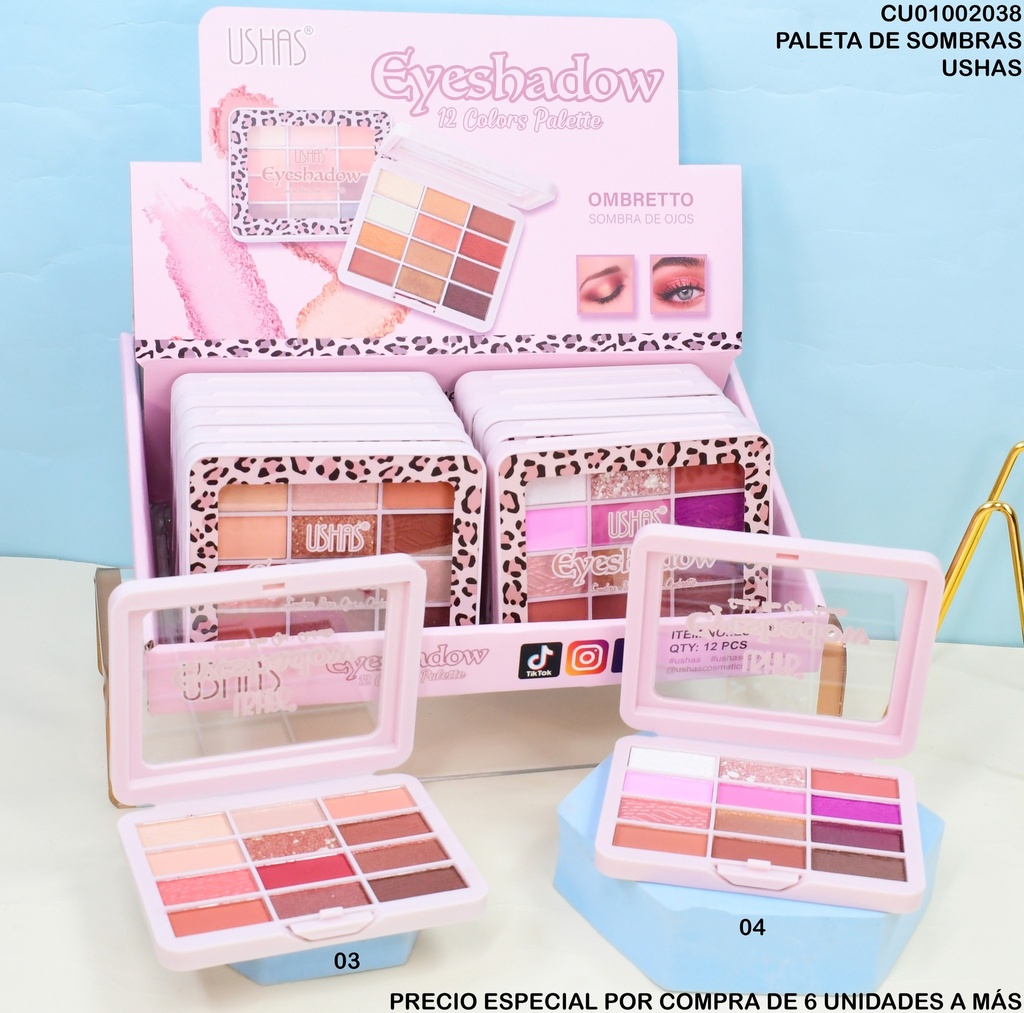 PALETA 12 TON. SOMBRA EYESHADOW USHAS ES4338-4