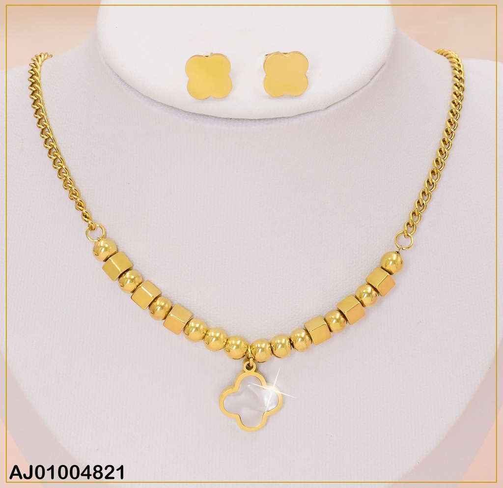JUEGO TREBOL4 HOJAS DIJE BLANCO,CAD.C/CUBOS 080293-W12