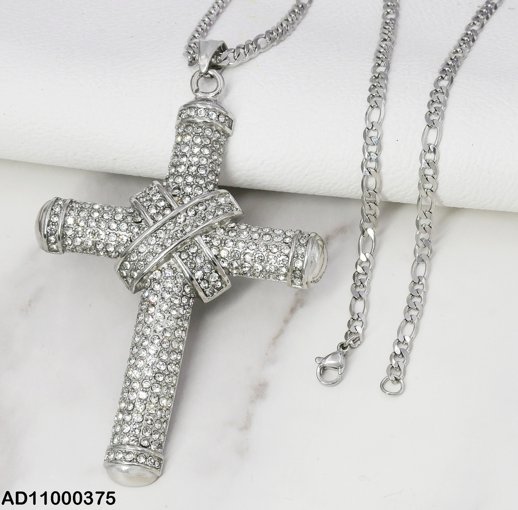 DIJE PLATEADO CRUZ GRANDE ZIRCONIAS"X"CENTRO 080632-106T