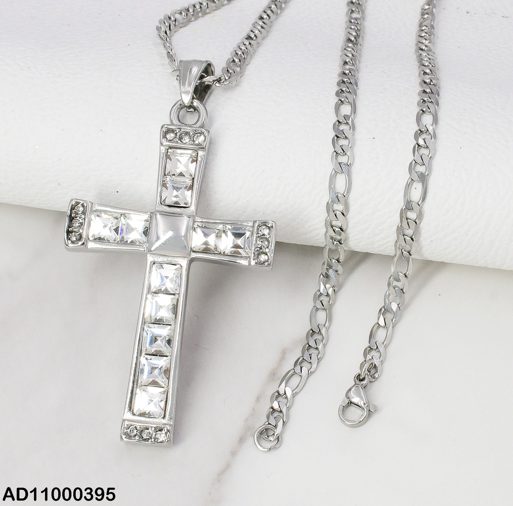 DIJE PLAT. CRUZ GRANDE ZIRCONIAS CUADROS 080677
