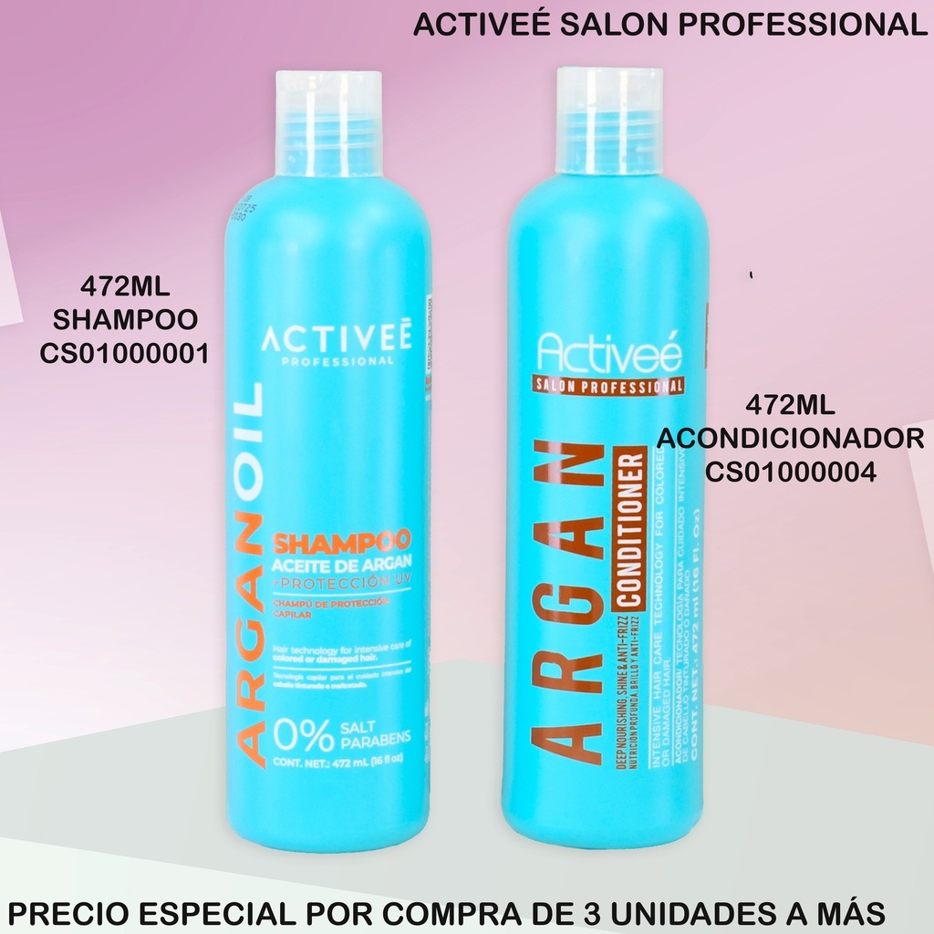SHAMPOO ACTIVEE ARGAN SIN SAL 16OZ SH0621-005