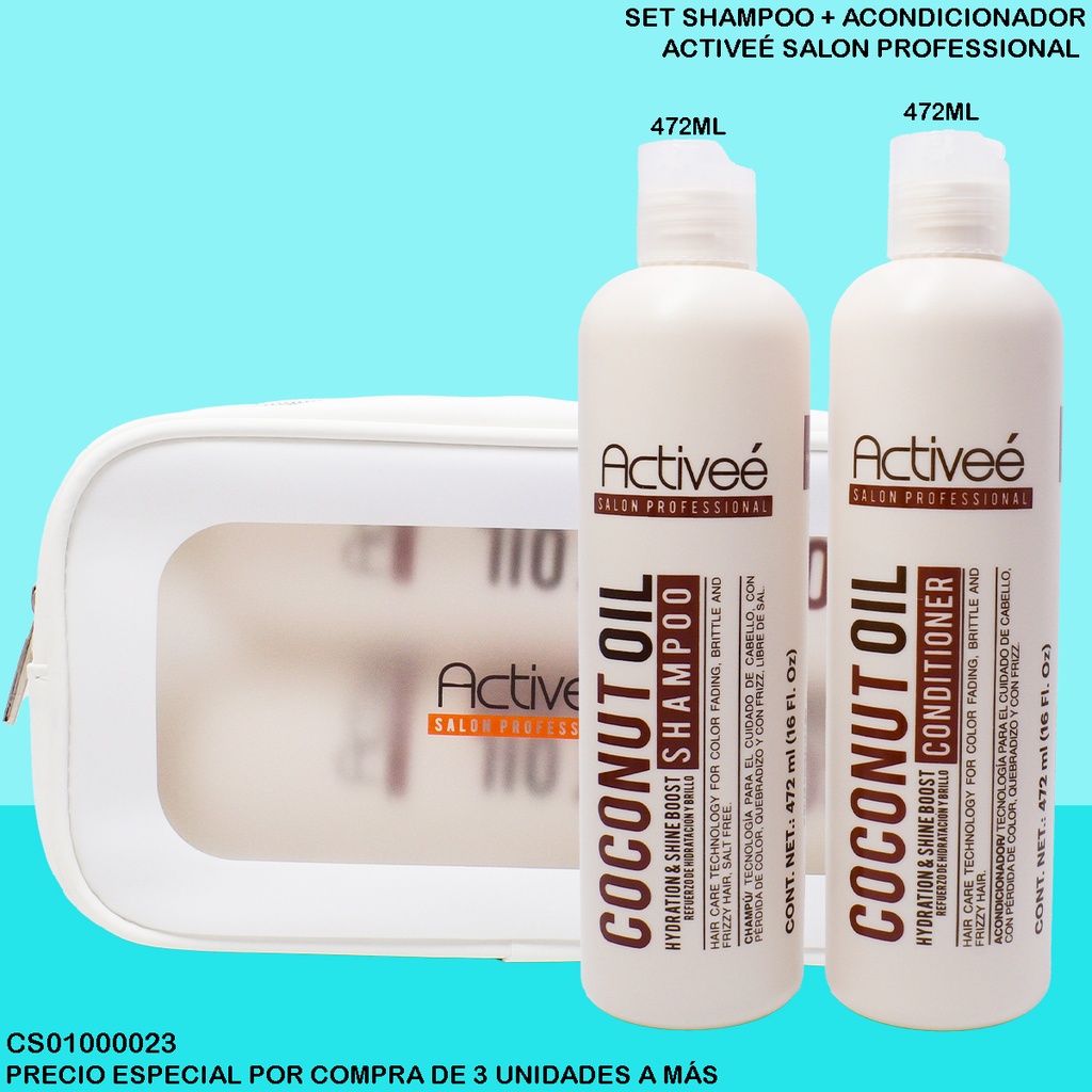 SET ACTIVEE SHAMPOO + ACOND. 16OZ COCONUT