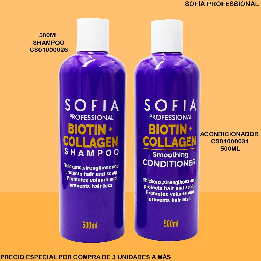 SHAMPOO BIOTIN+COLLAGEN 500ML SOFIA PROFESIONAL S107D-1