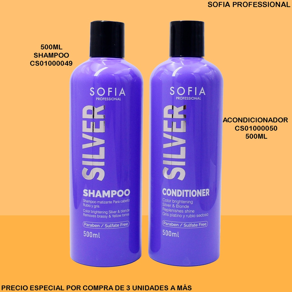 SHAMPOO SILVER MATIZANTE RUBIO/GRIS SOFIA PROF.