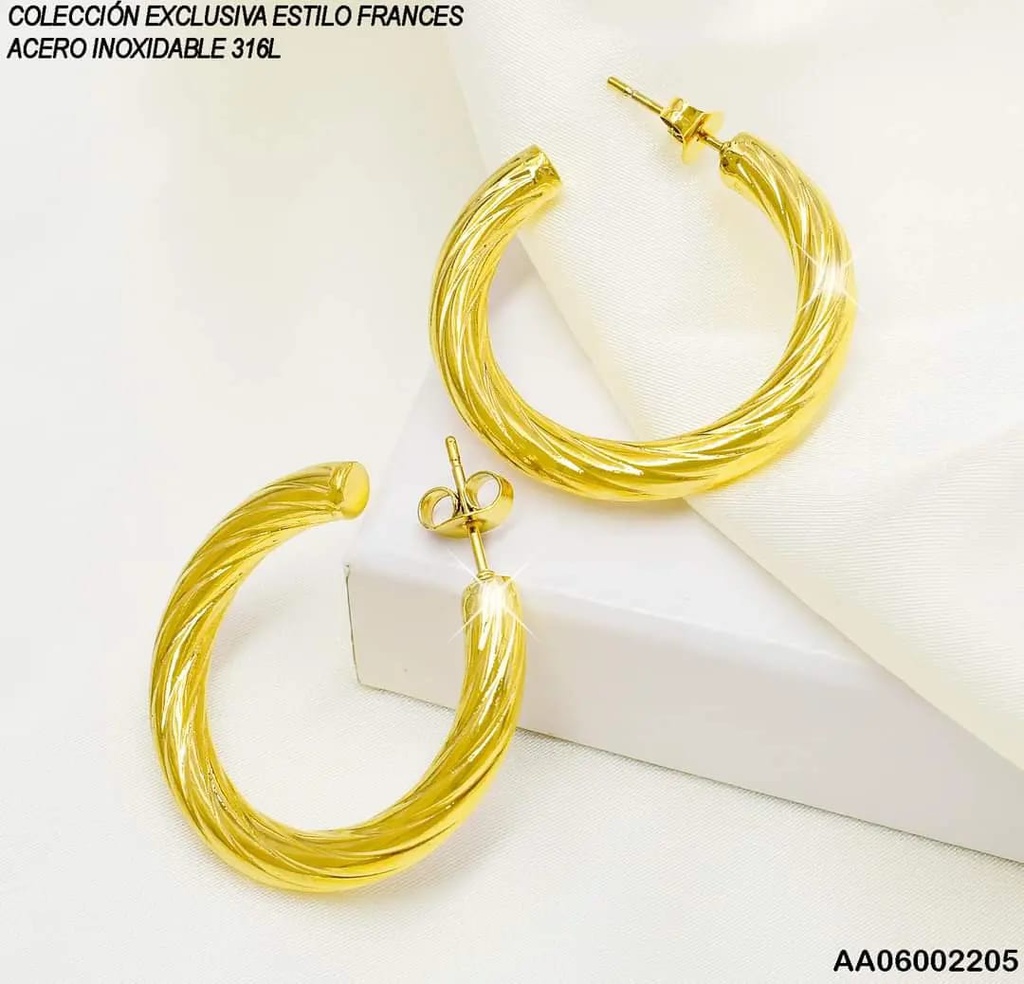 ARETES "C" GRABADOS RAYAS DIAGONALES 30MM 080461