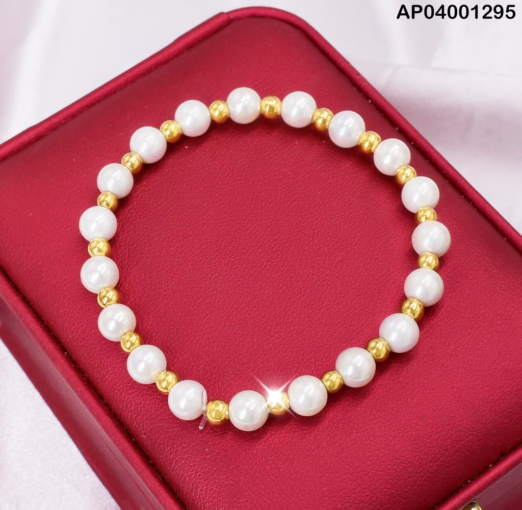 PULSERAS PERLAS PELOTAS DORADAS 6B3001957-054