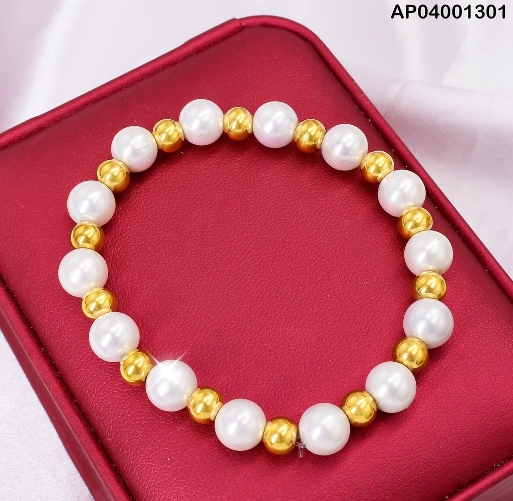 PULSERA PERLA PELOTA DORADA BB3101801-054