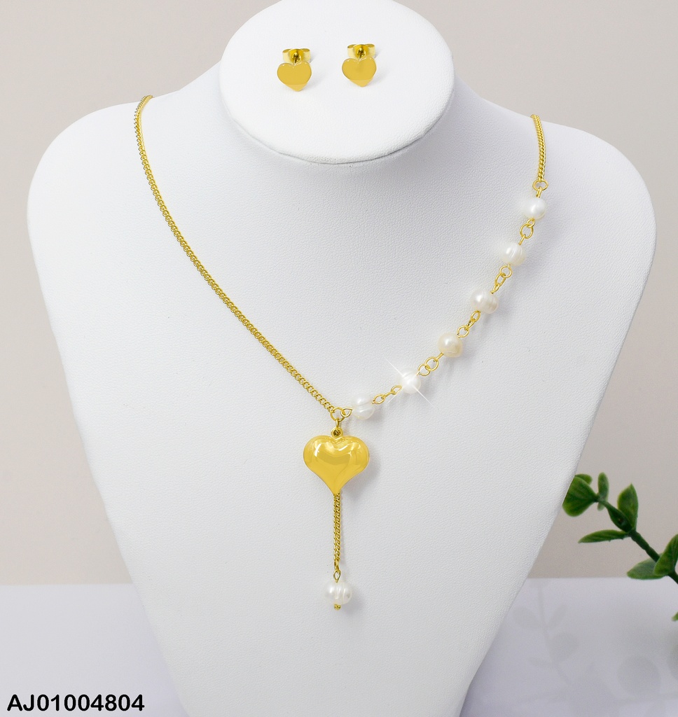JUEGO CORAZON PERLAS COLGANTE CAD. 080313-171 (NPE2025)