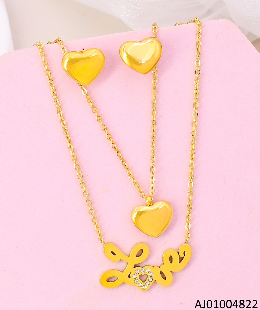 JUEGO DOBLE CAD.CORAZONES INFLADOS.DIJE"LOVE"077730 (NPE2025)