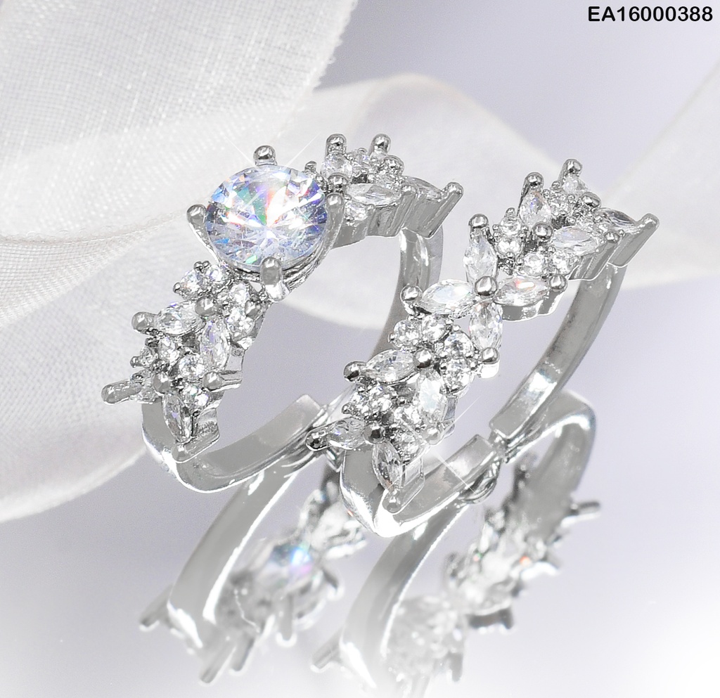 ANILLO PLATD. DOBLE OJITAS ZIRC. RD. RE066-213