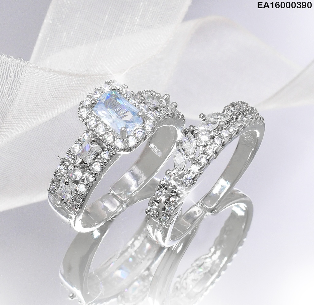 ANILLO PLATD. DOBLE ZIRC. RECTANGUL RE068-213