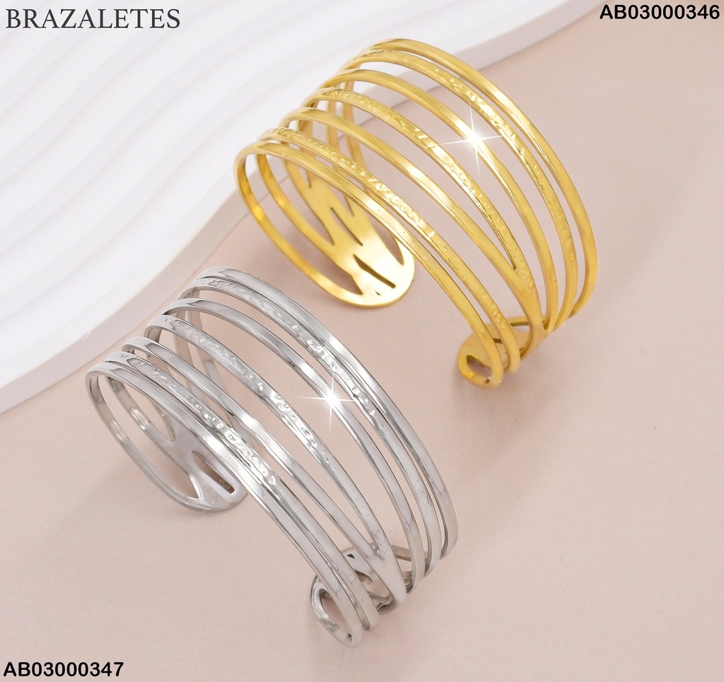 BRAZALETE PLAT. 7 LINEAS LISAS/GRABADAS BA110-131