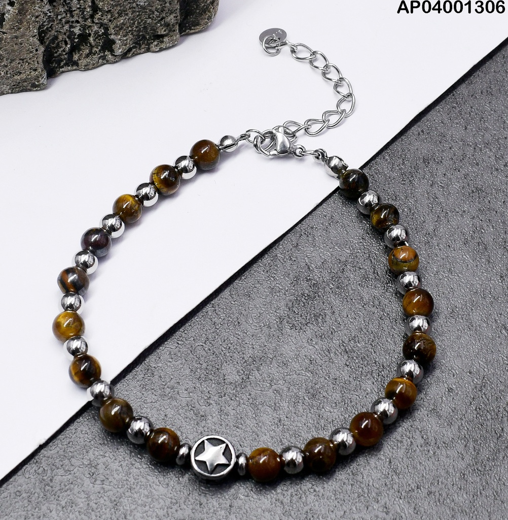 PULSERA PLATD. BOLITAS CAFE ESTRELLA 081614-W177