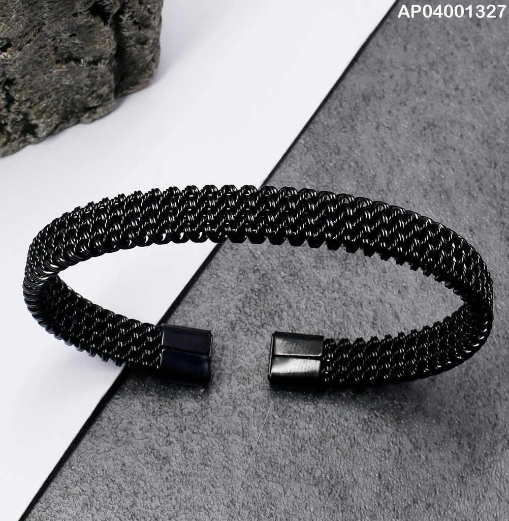 PULSERA NEGRA GRABADO 080436-112