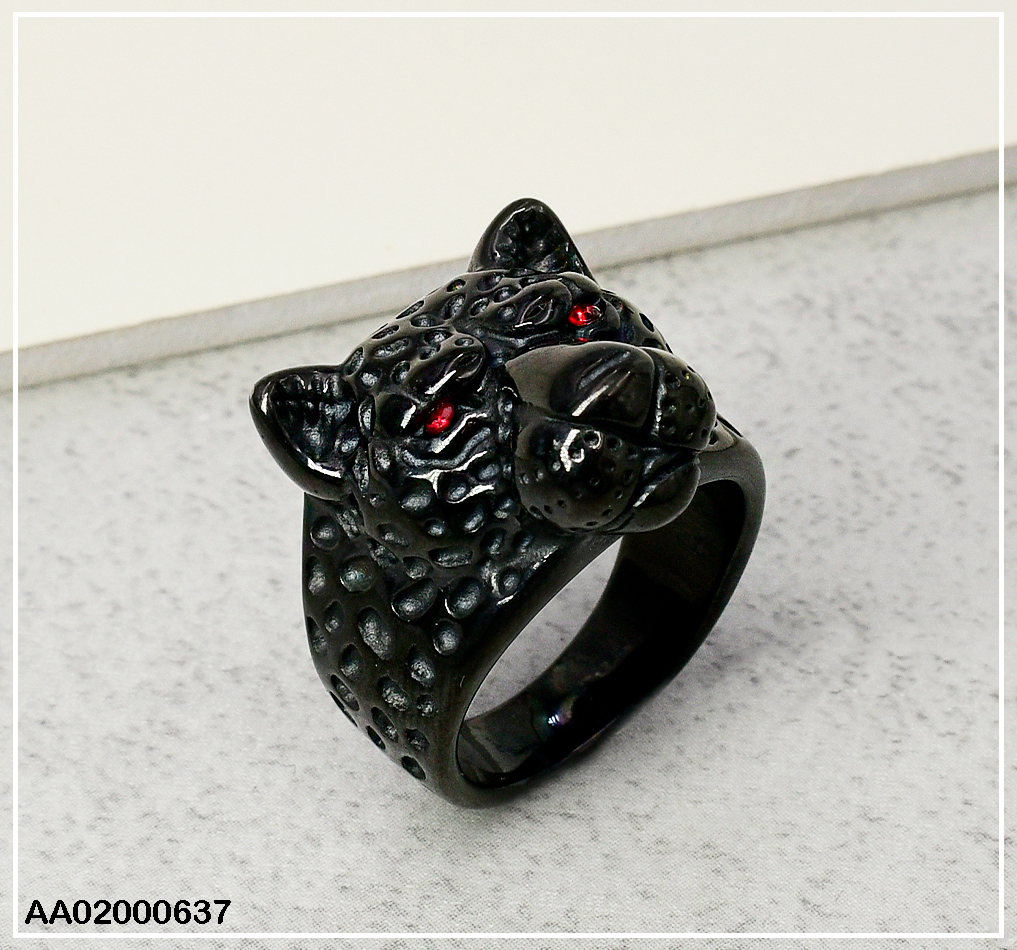 ANILLO VARON NEGRO CABEZA DE JAGUAR 080329