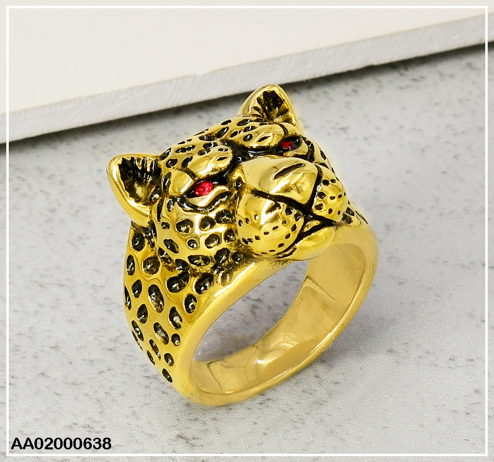ANILLO VARON DORADO CABEZA DE JAGUAR 080330