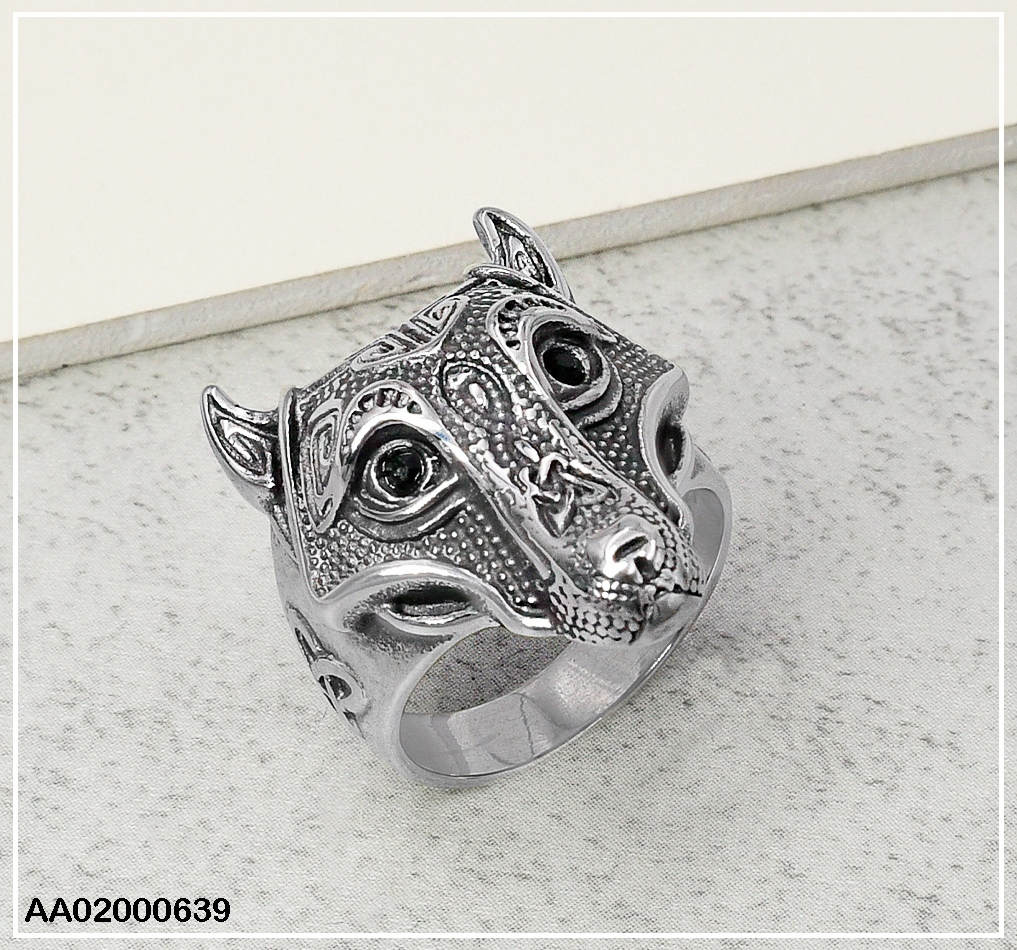 ANILLO VARON PLATEADO CABEZA DE LOBO 080331