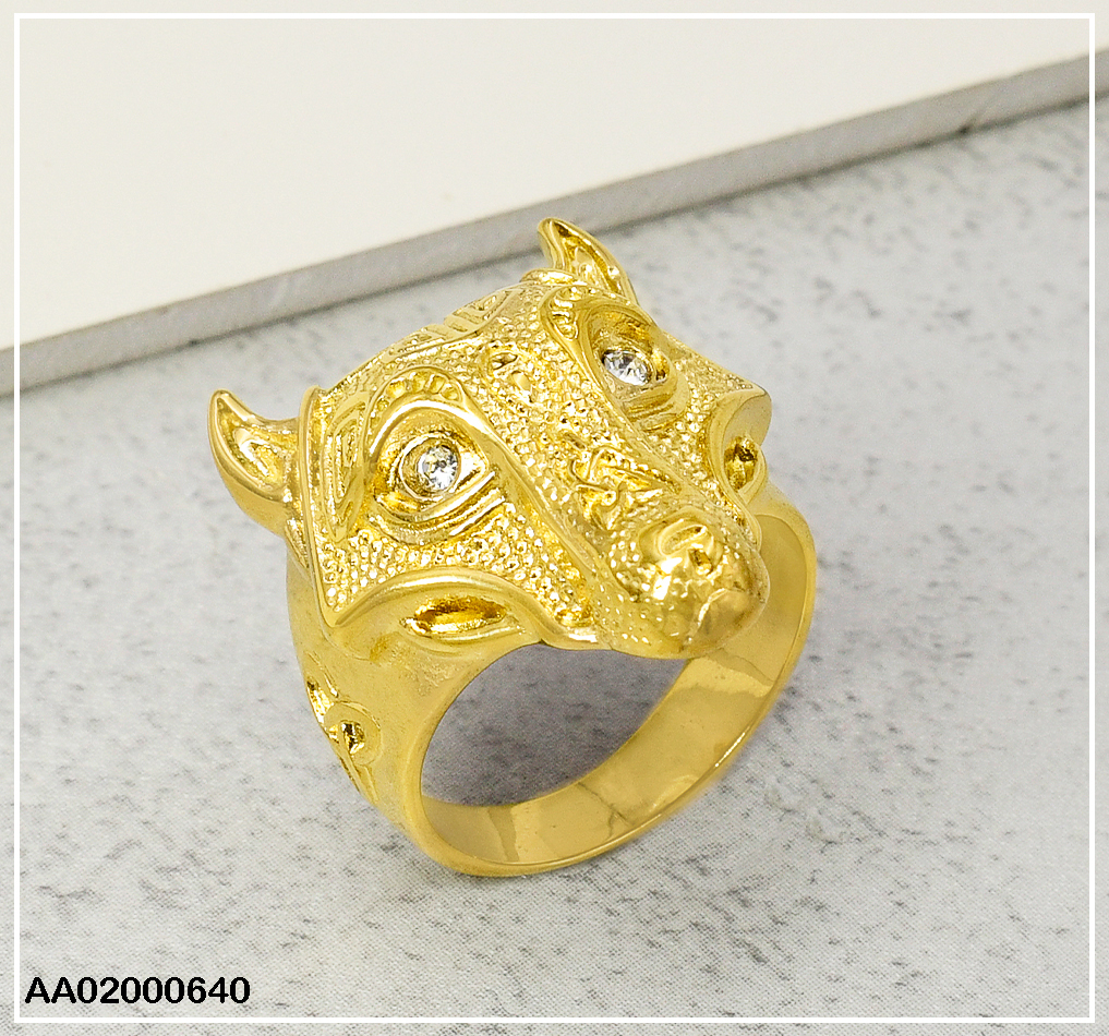 ANILLO VARON DORADO CABEZA DE LOBO 080332