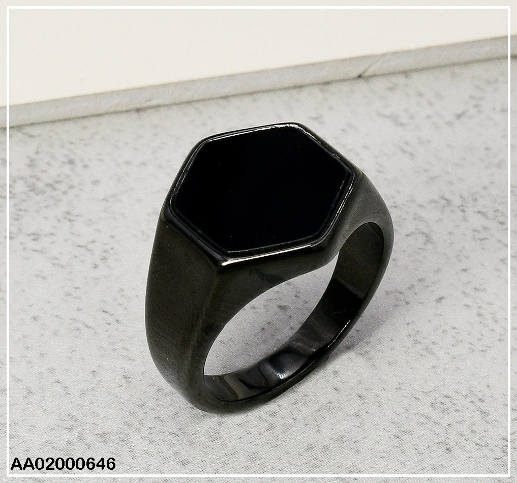 ANILLO NEGRO FORMA HEXÁGONO 080338